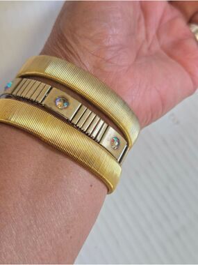 Vintage 60s 3-Piece Gold-tone Tobogas Expansion Bracelets